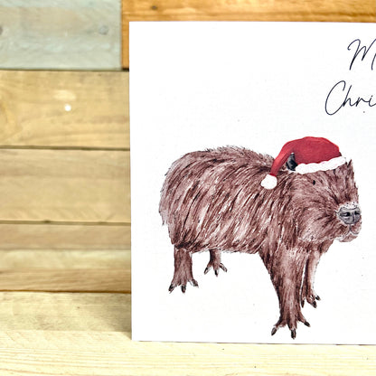 Festive Clive the Capybara Christmas Card