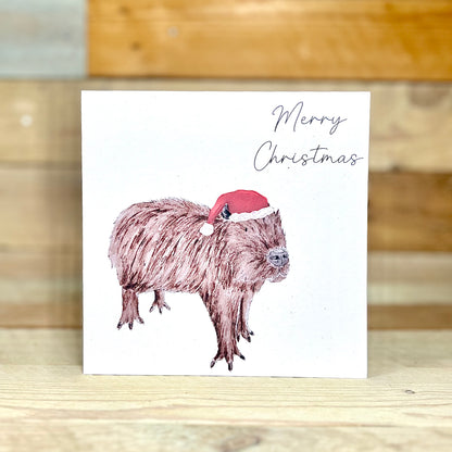 Festive Clive the Capybara Christmas Card