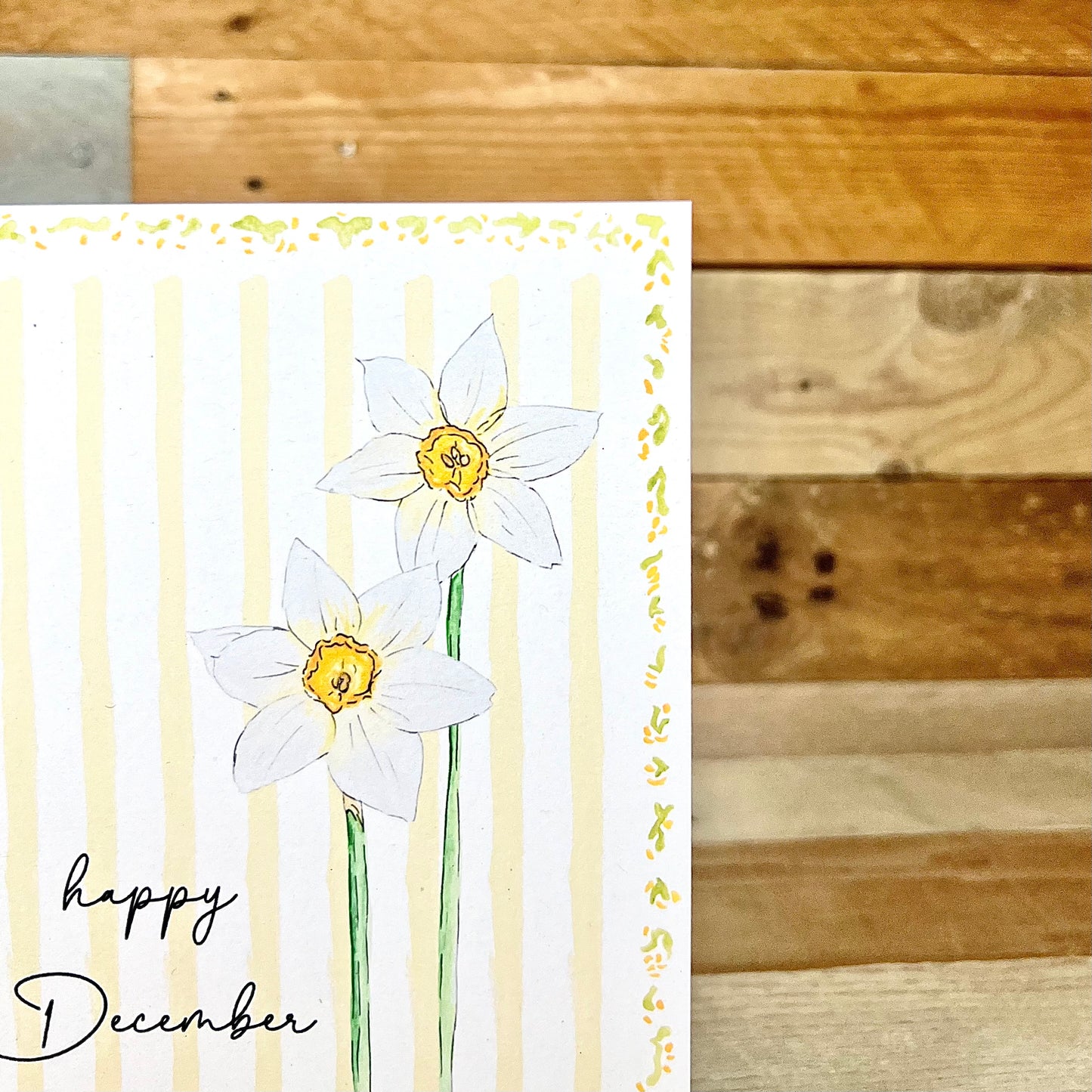 Narcissus / December Modern Birth Flower Card