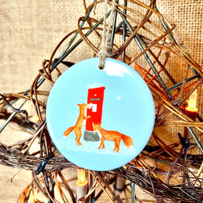 Foxes Ceramic Christmas Decoration