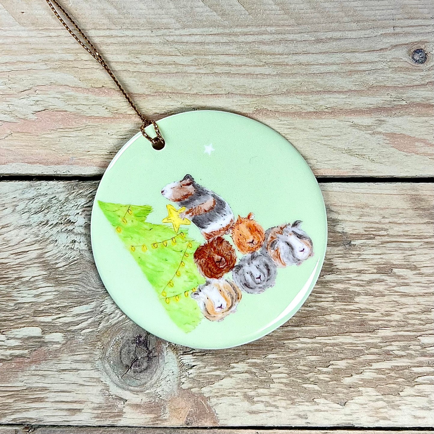 Guinea Pigs Ceramic Christmas Decoration