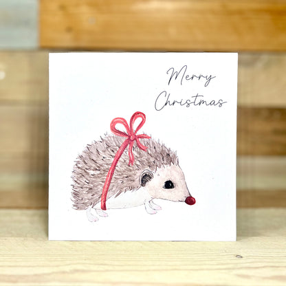 Festive Heston the Hedgehog Christmas Card