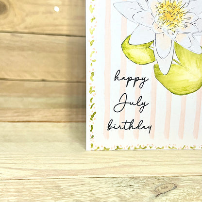 Waterlily / July Modern Birth Flower Card