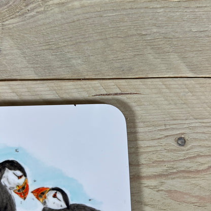 Wonky Couple of Puffins Coaster