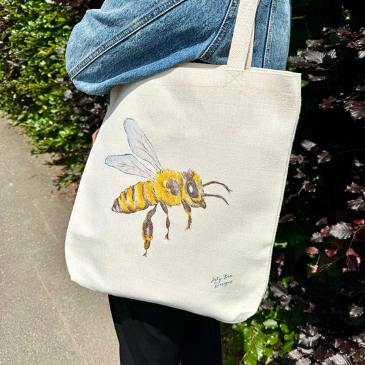 Bee Linen Tote Bag