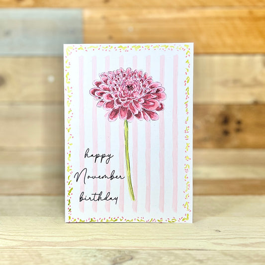 Chrysanthemum / November Modern Birth Flower Card