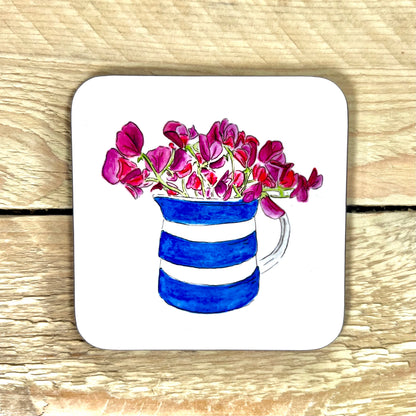 Sweet Peas in a Jug Coaster