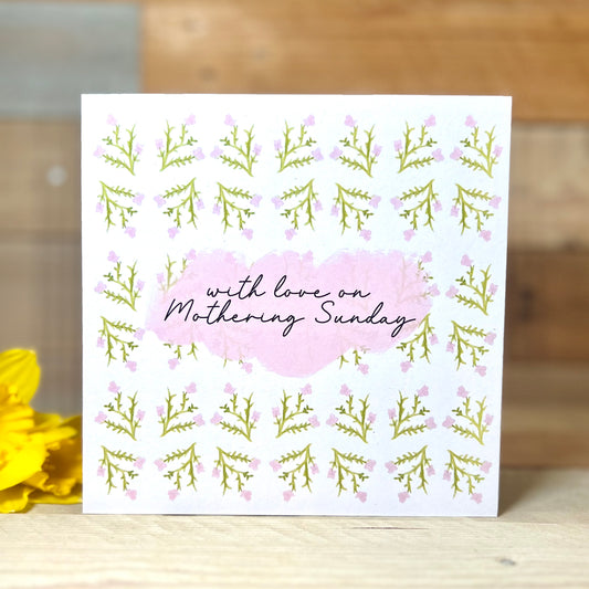 Pink Flowers Mothering Sunday Card