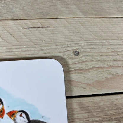 Wonky Couple of Puffins Coaster