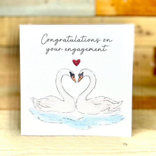 Swans in Love Engagment Card