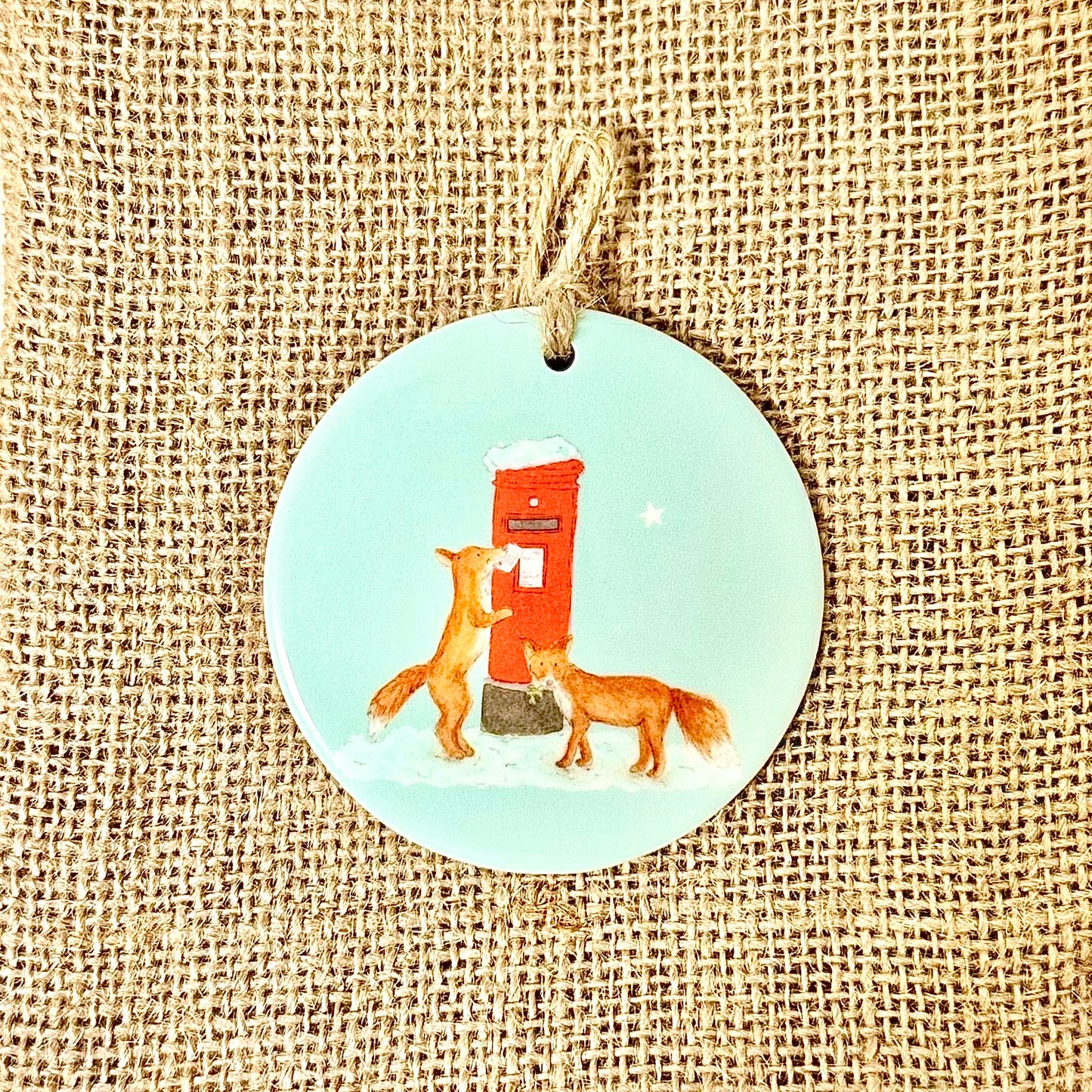 Foxes Ceramic Christmas Decoration