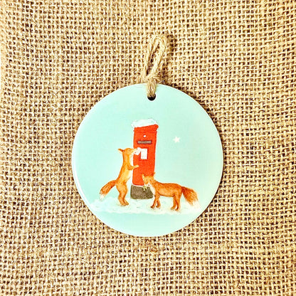 Foxes Ceramic Christmas Decoration