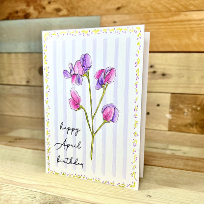 Sweetpea / April Modern Birth Flower Card