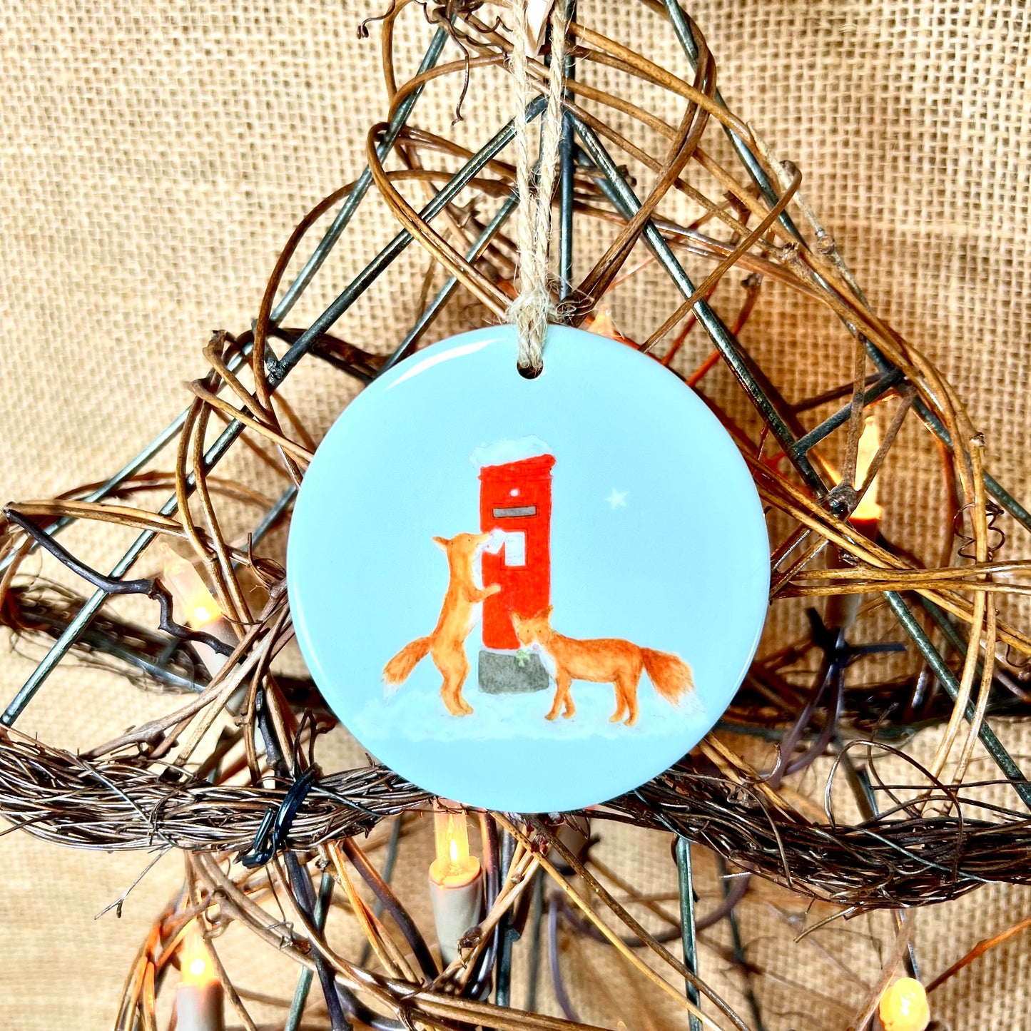 Foxes Ceramic Christmas Decoration