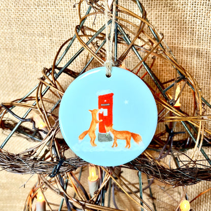 Foxes Ceramic Christmas Decoration