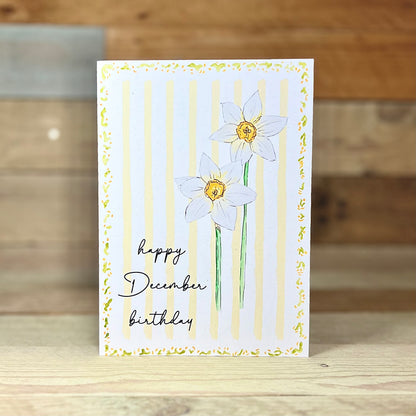 Narcissus / December Modern Birth Flower Card