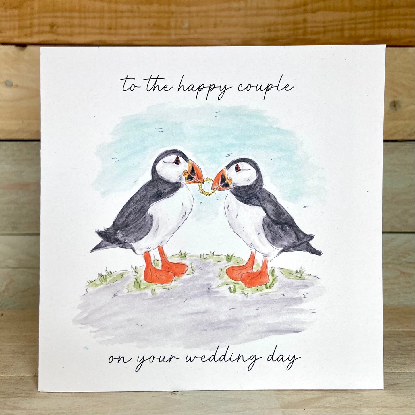 Pip and Lizzie the Puffin's Get Married Wedding Card