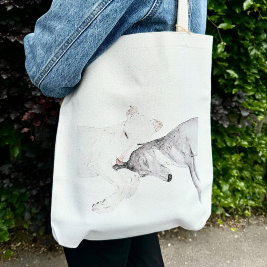 Snuggles whippets Linen Tote Bag
