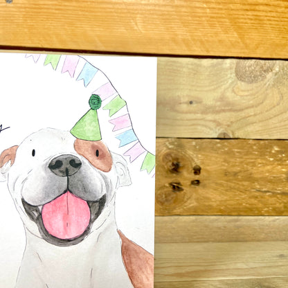 Molly the Staffy's Birthday Party Birthday Card