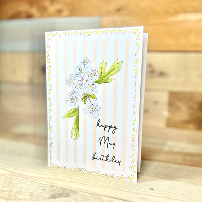 Hawthorn / May Modern Birth Flower Card