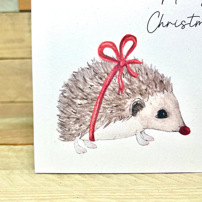 Festive Heston the Hedgehog Christmas Card