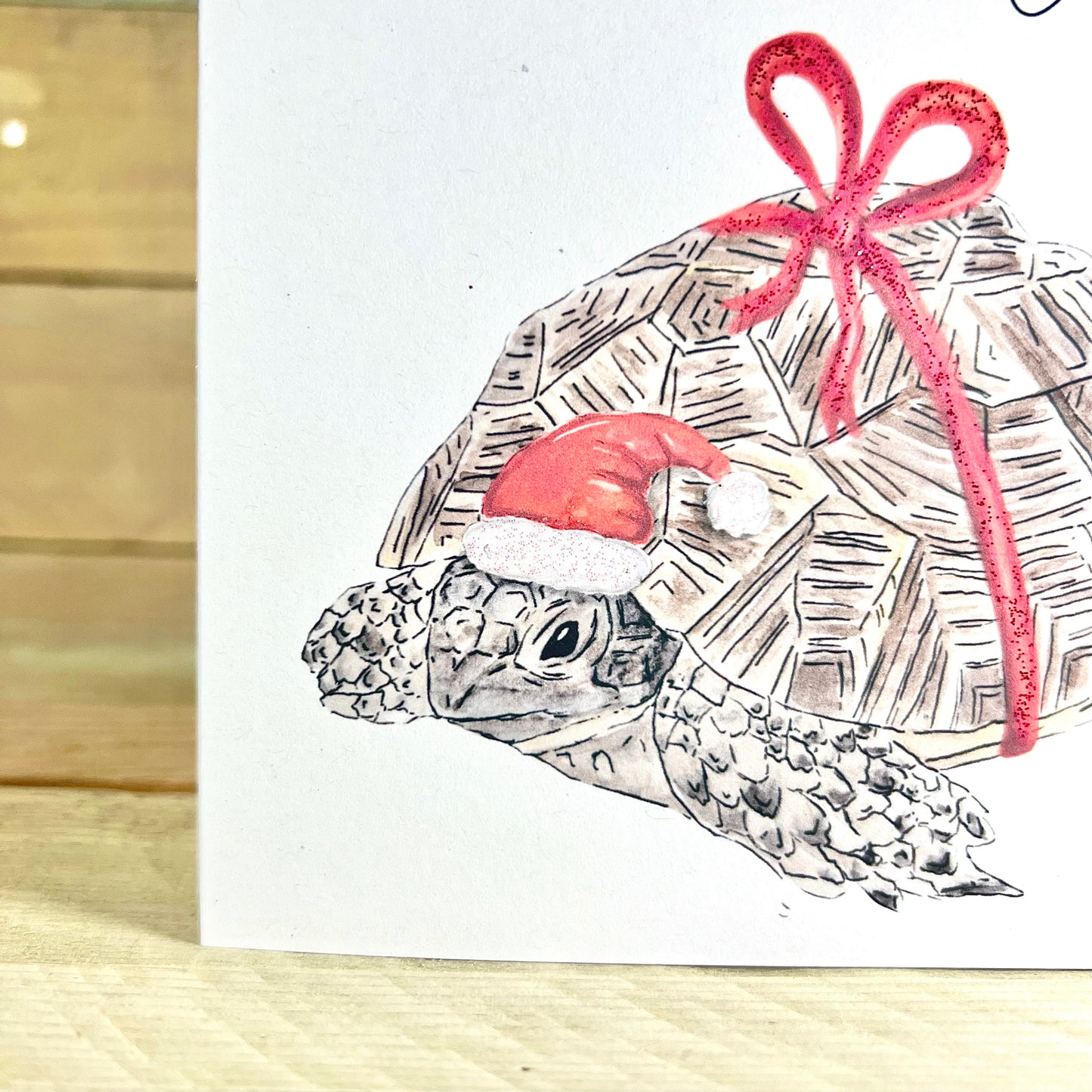 Festive Tina the Tortoise Christmas Card