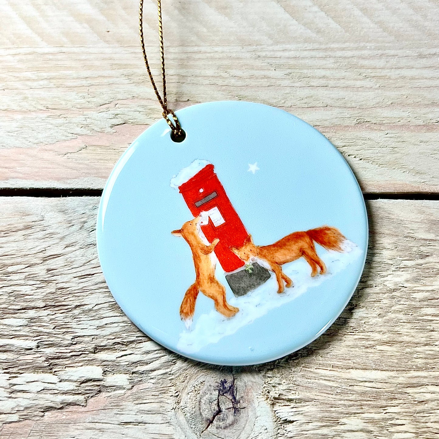 Foxes Ceramic Christmas Decoration