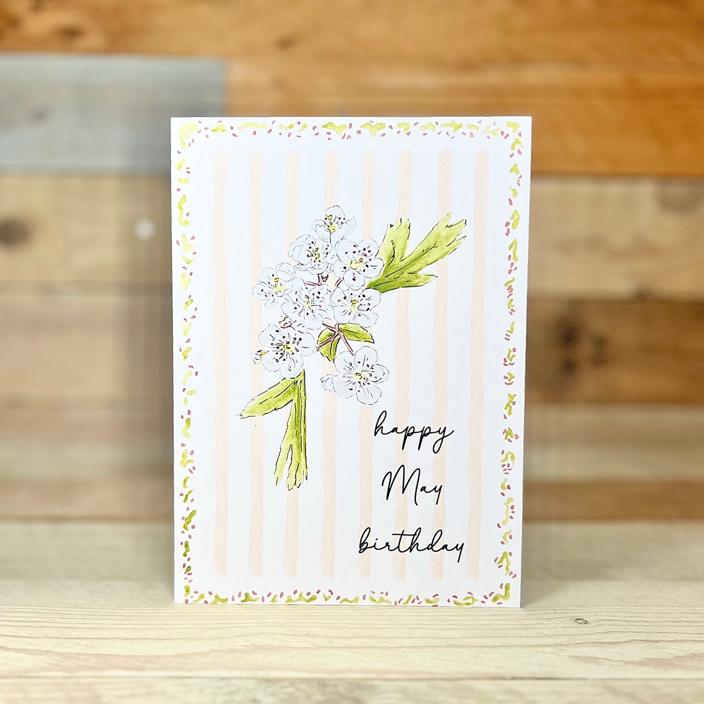 Hawthorn / May Modern Birth Flower Card