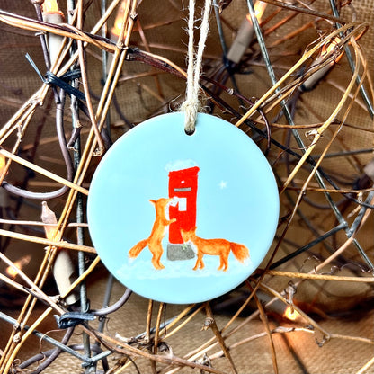 Foxes Ceramic Christmas Decoration