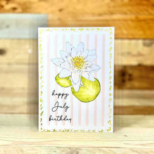 Waterlily / July Modern Birth Flower Card