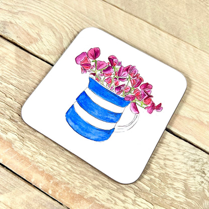 Sweet Peas in a Jug Coaster