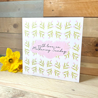 Pink Flowers Mothering Sunday Card