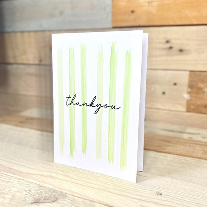 Green Striped Thankyou Notelet