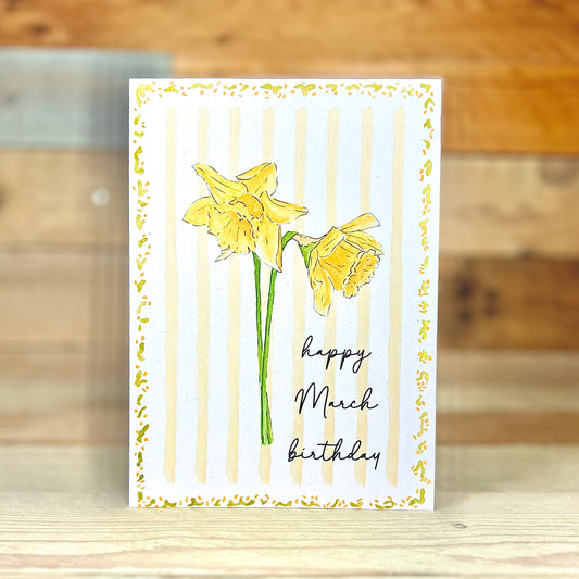 Jonquil / March Modern Birth Flower Card