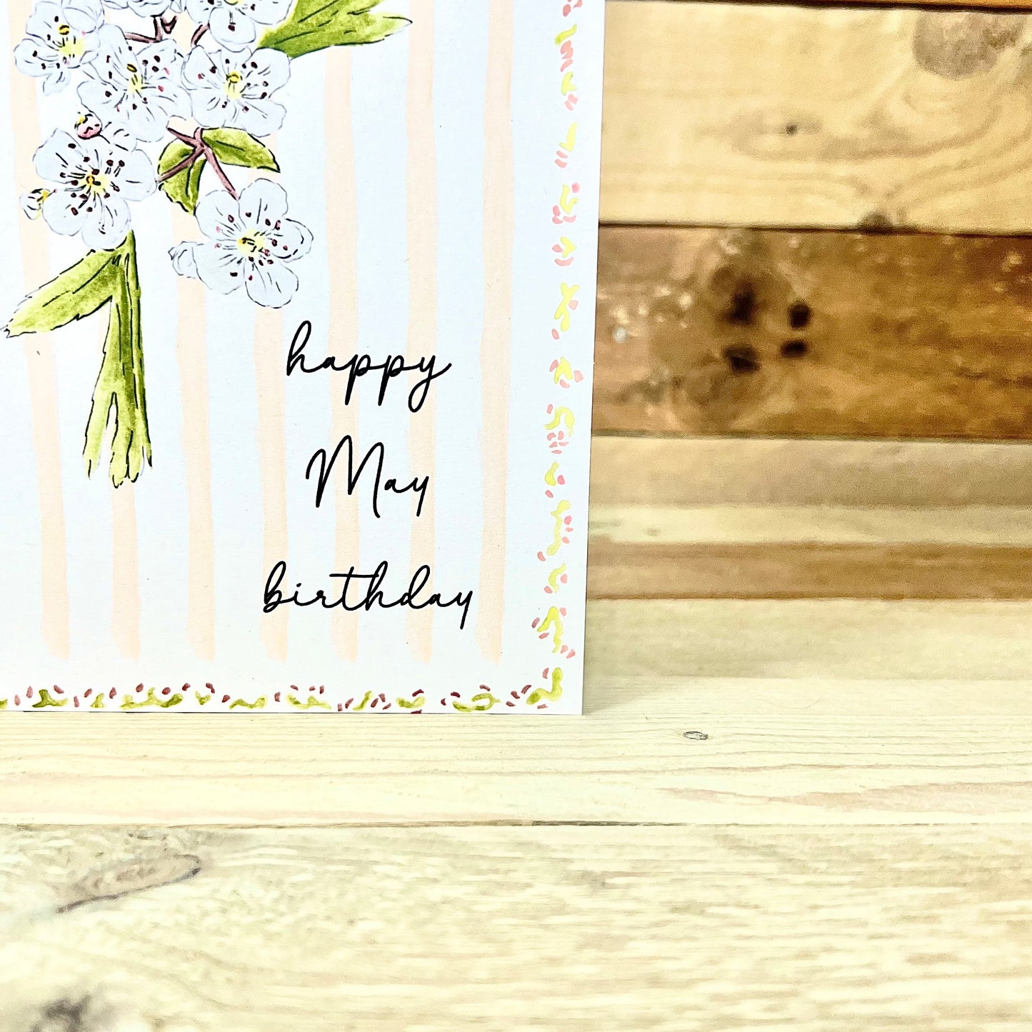 Hawthorn / May Modern Birth Flower Card