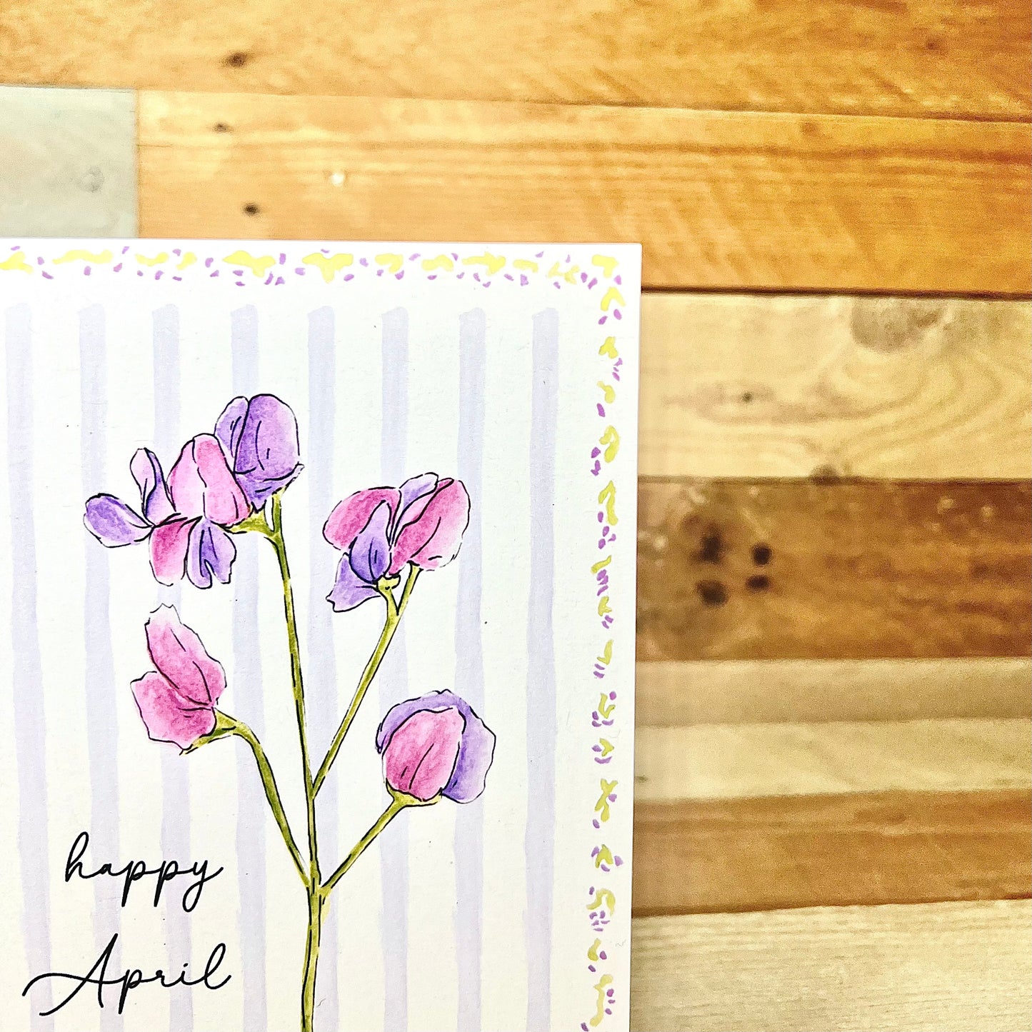 Sweetpea / April Modern Birth Flower Card