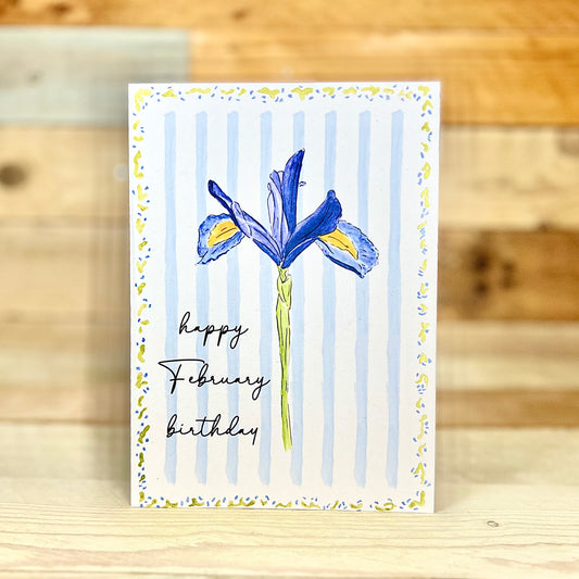 Iris / February Modern Birth Flower Card