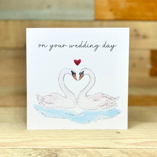 Swans in Love Wedding Card