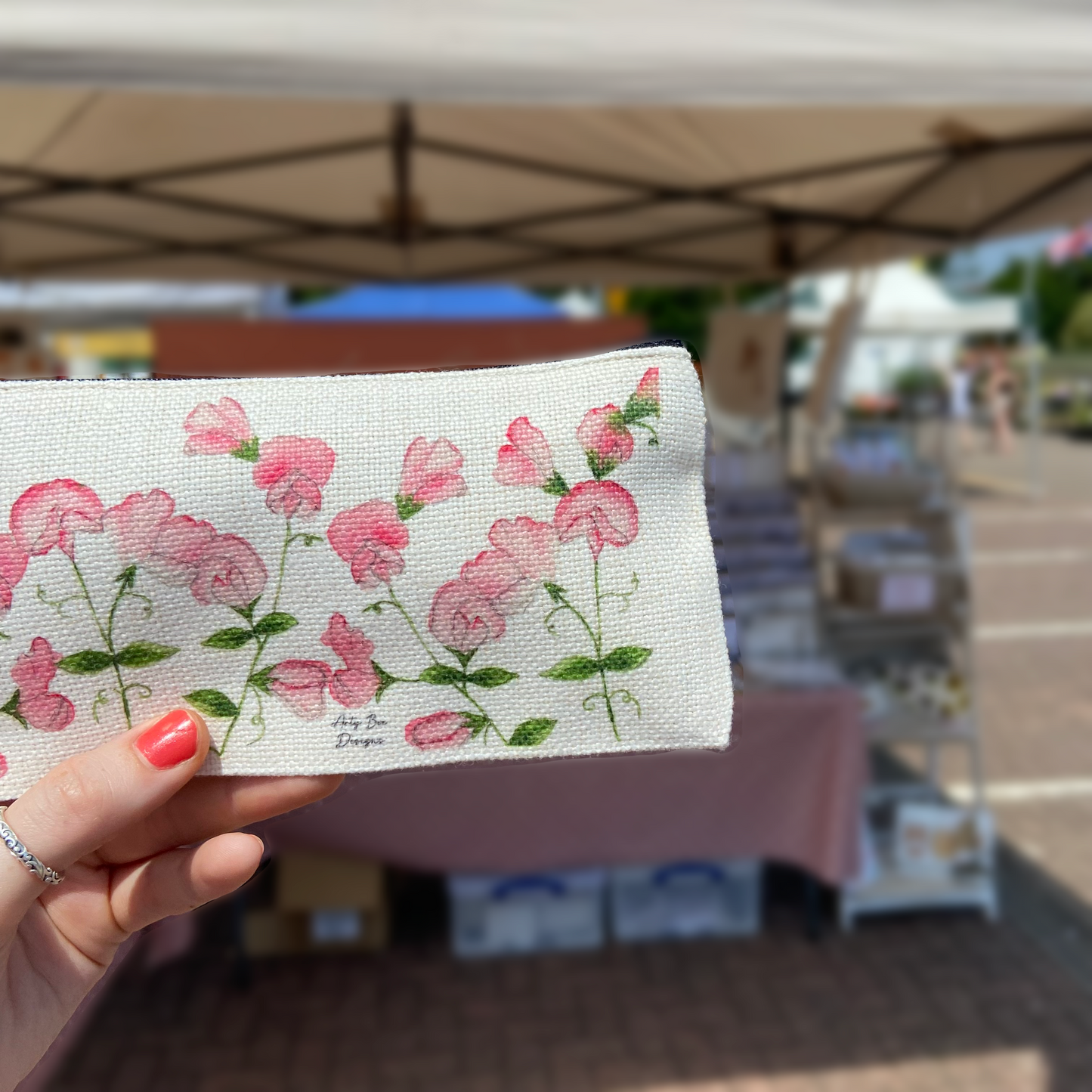 Sweetpea Linen Pencil Case