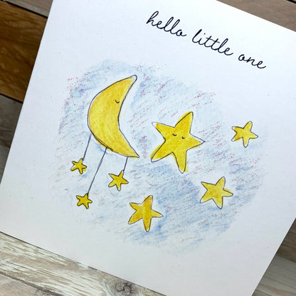 Moon and Stars New Baby Card - Arty Bee Designs 