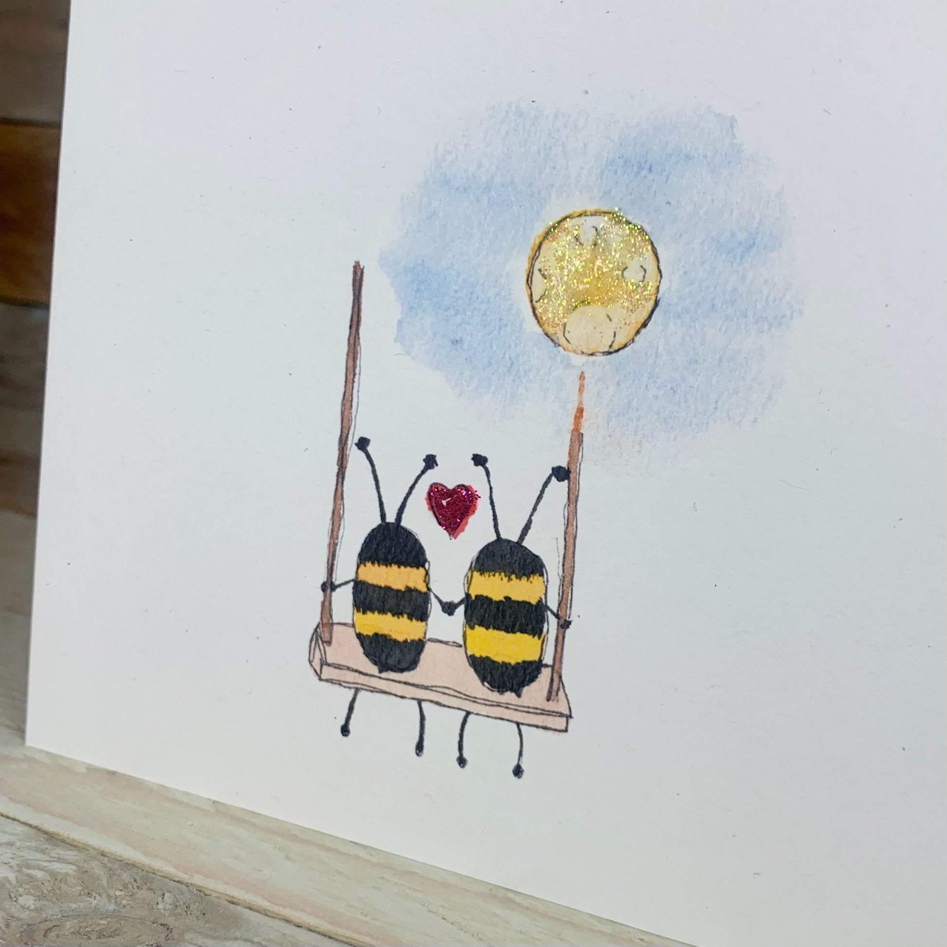 Moon And Back Bee's Anniversary Card - Arty Bee Designs 