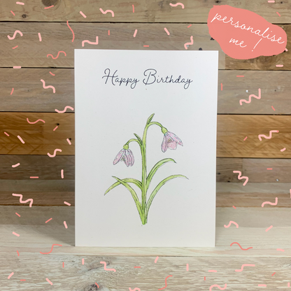 Snowdrop Birthday Card - Arty Bee Designs 