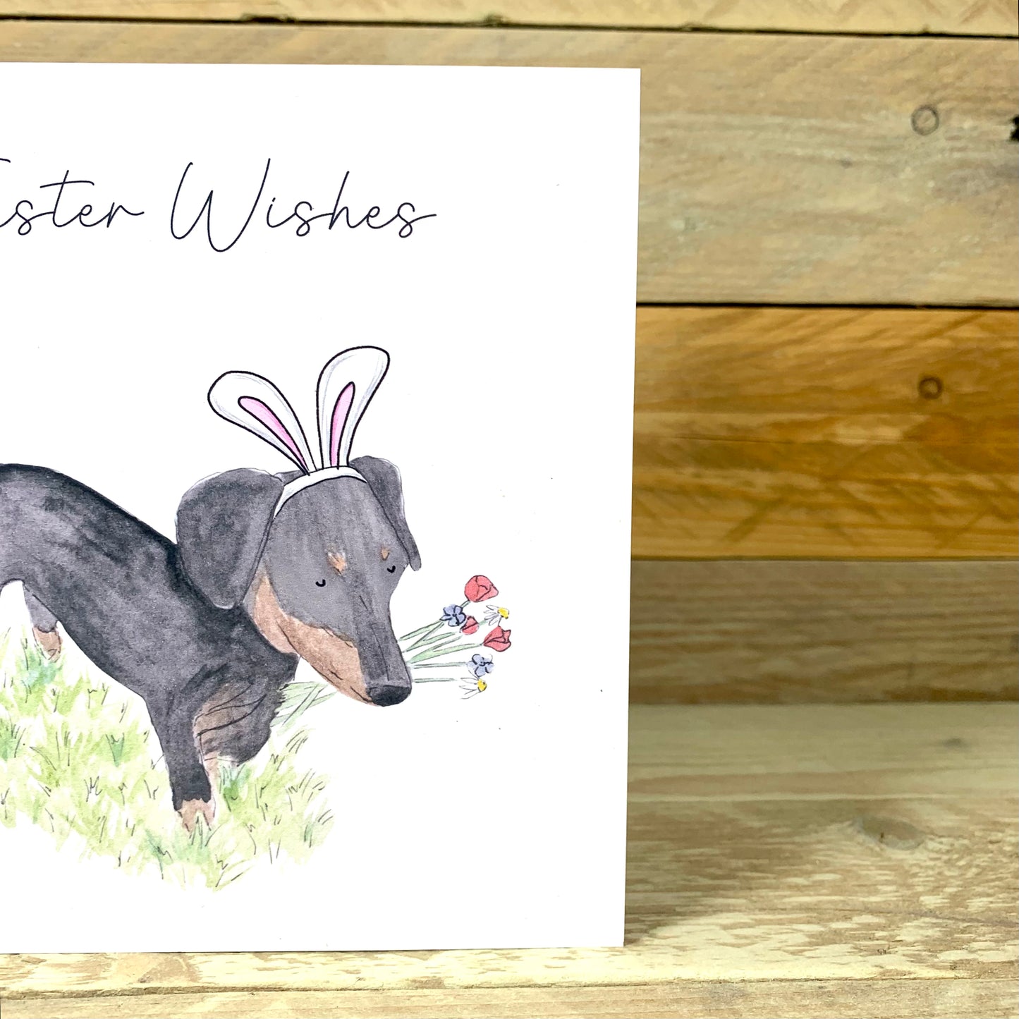 Winston The Hoppy Sausage Dog Easter Card