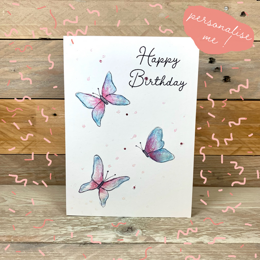 Flutterby Birthday Card - Arty Bee Designs 