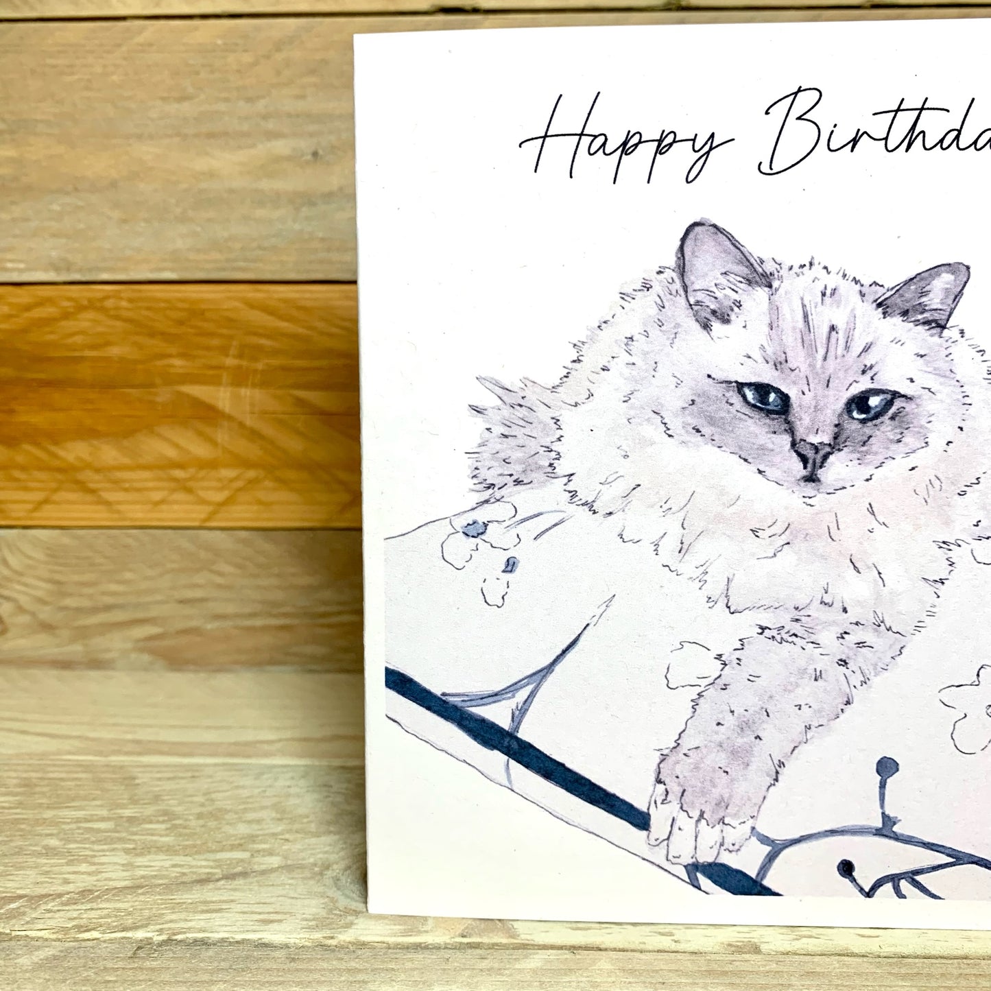 Bella the Blue Point Birman Cat Birthday Card