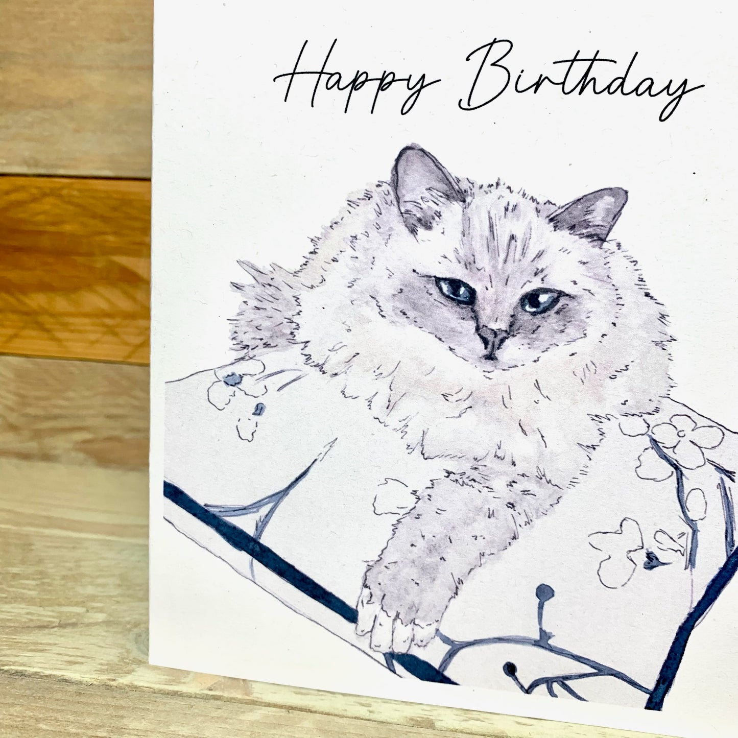 Bella the Blue Point Birman Cat Birthday Card