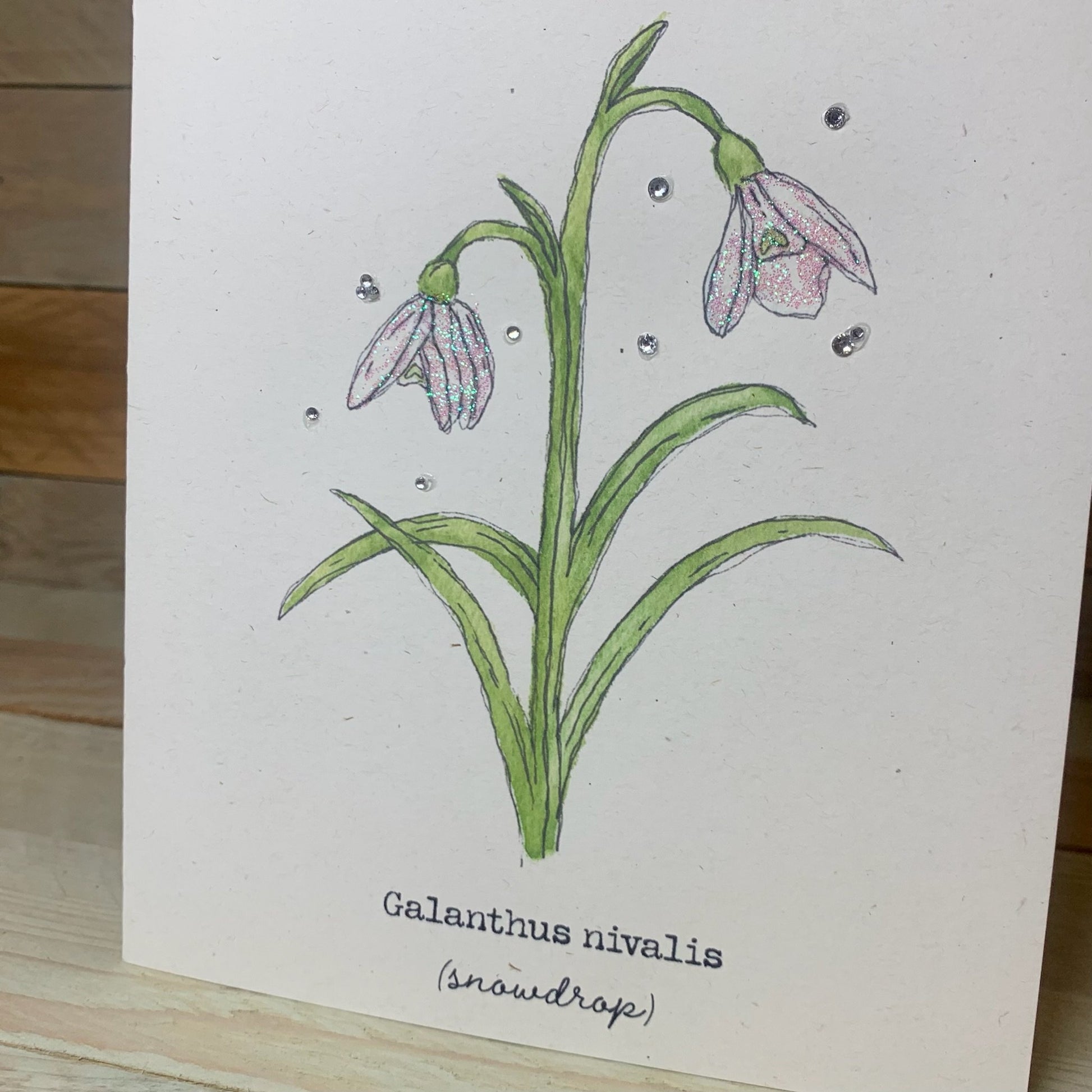 January / Snowdrop Birth Flower Card - Arty Bee Designs 