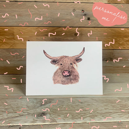 Hamish the Highland Cow Notelet - Arty Bee Designs 