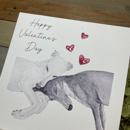 Snuggles Whippet Valentine's Card