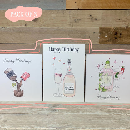 The Drinkers Pack of Birthday Cards - Arty Bee Designs 